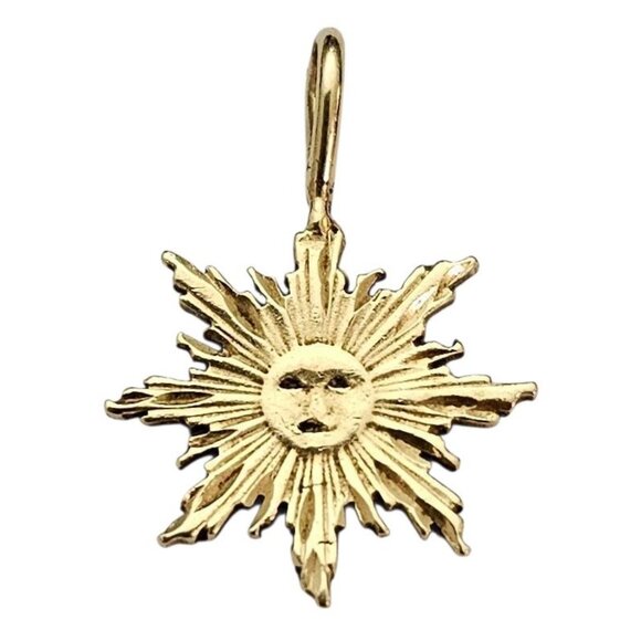 14K Yellow Gold Sun, Moon Face Pendant - Picture 1 of 10